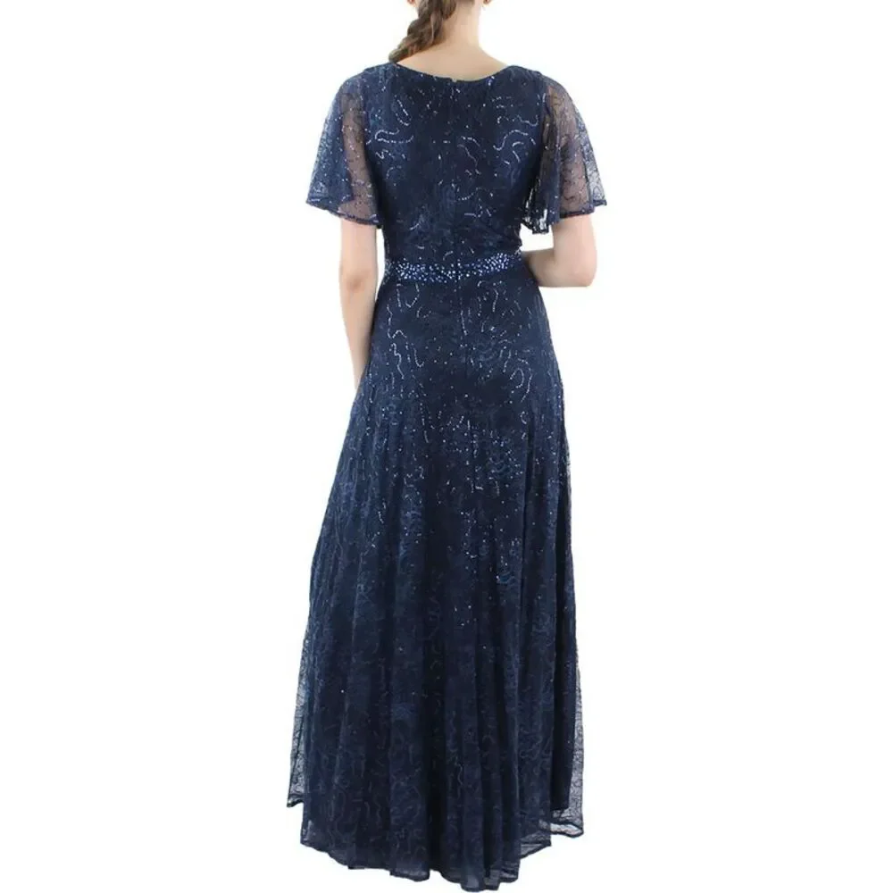 Elegant Navy Blue Evening Gown - Picture 2 of 3
